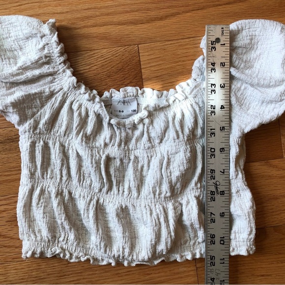 Zara Cream Colored Puff Sleeve Crop Top Size 8-9 - Picture 3 of 5